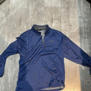 Under Armour Sweater Mens Large Blue 1/4 Zip Golf Performance Cold Gear Pullover